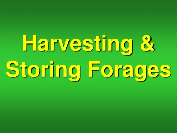 harvesting storing forages
