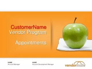 CustomerName Vendor Program Appointments