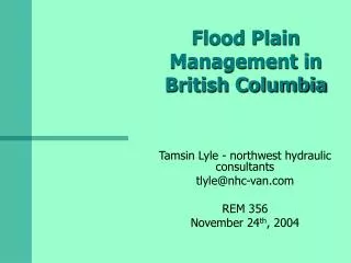 Flood Plain Management in British Columbia