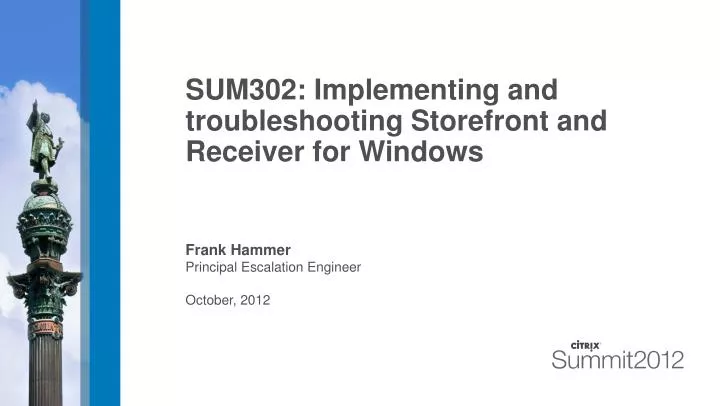 sum302 implementing and troubleshooting storefront and receiver for windows