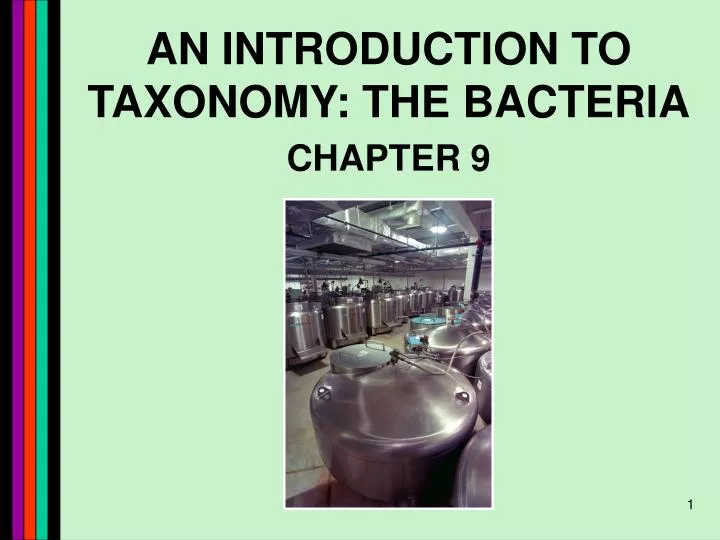 an introduction to taxonomy the bacteria