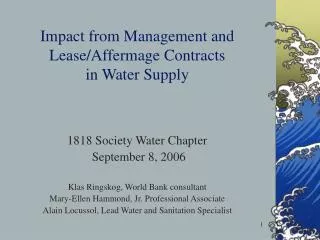 Impact from Management and Lease/Affermage Contracts in Water Supply