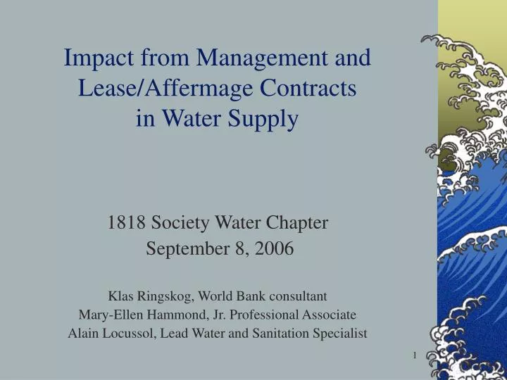 impact from management and lease affermage contracts in water supply