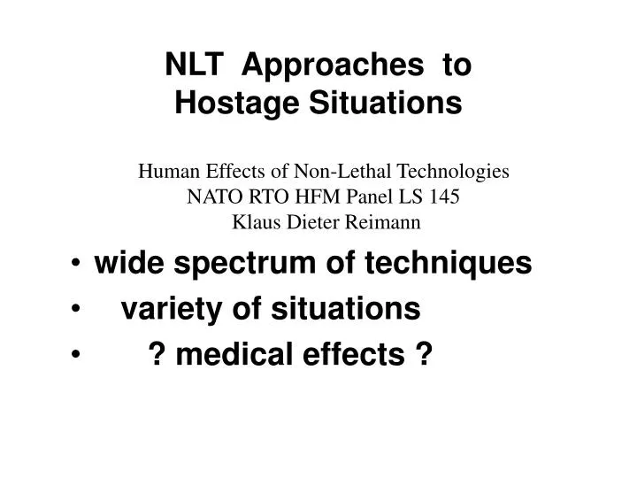 nlt approaches to hostage situations