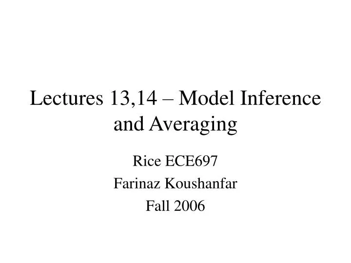 lectures 13 14 model inference and averaging