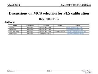 Discussions on MCS selection for SLS calibration