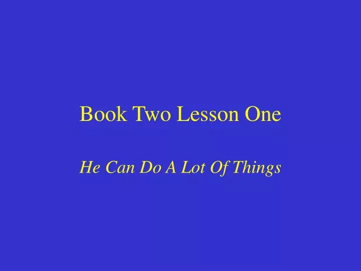 book two lesson one