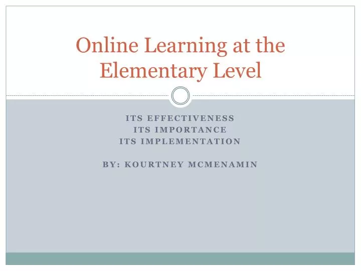online learning at the elementary level