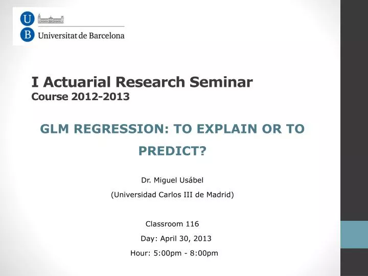 i actuarial research seminar course 2012 2013