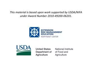 This material is based upon work supported by USDA/NIFA under Award Number 2010-49200-06201 .