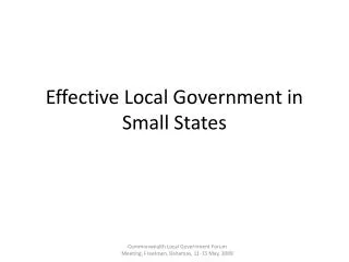 Effective Local Government in Small States