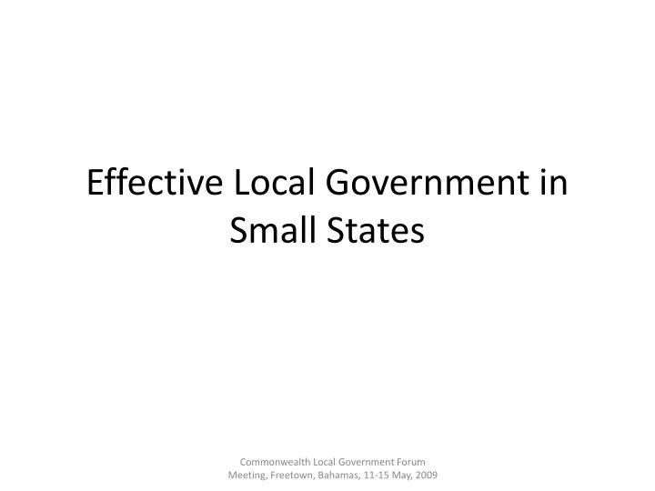 effective local government in small states