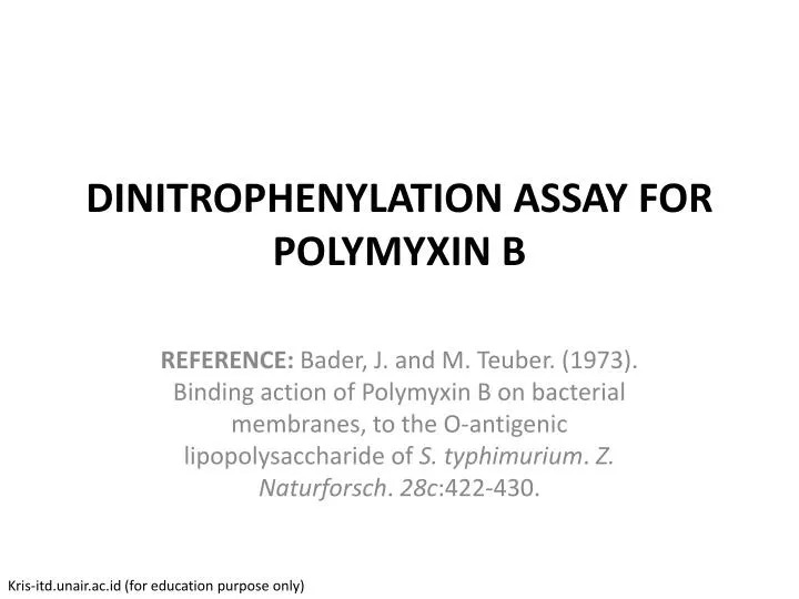 dinitrophenylation assay for polymyxin b