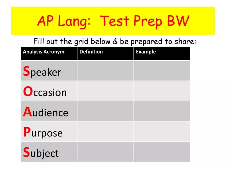 ap lang test prep bw