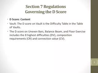 Section 7 Regulations Governing the D Score