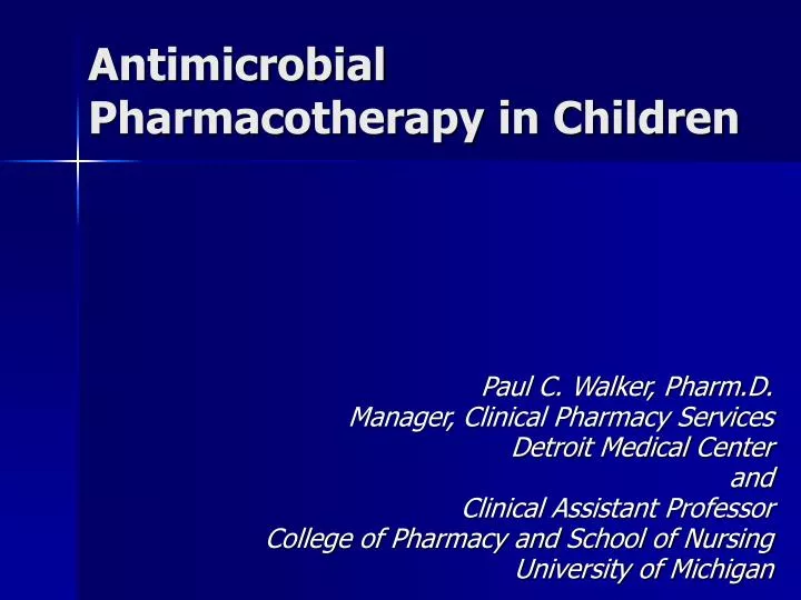 antimicrobial pharmacotherapy in children
