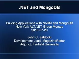 .NET and MongoDB
