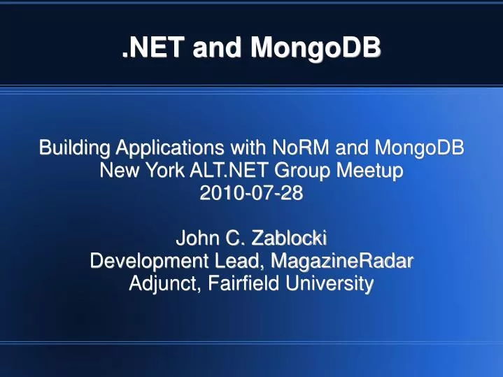 net and mongodb