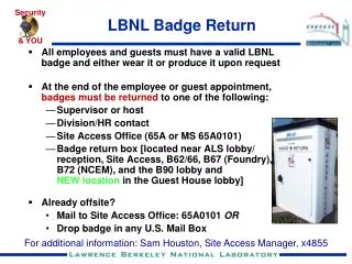 LBNL Badge Return