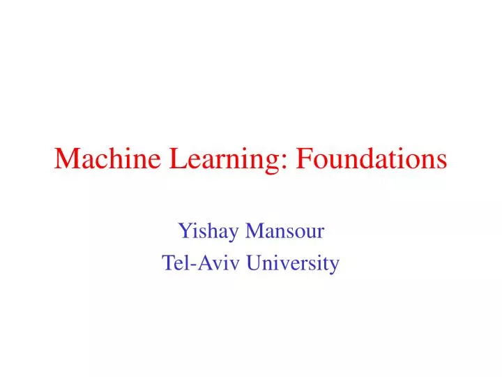 machine learning foundations