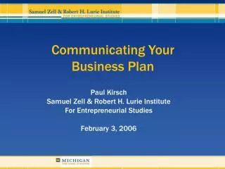 Communicating Your Business Plan