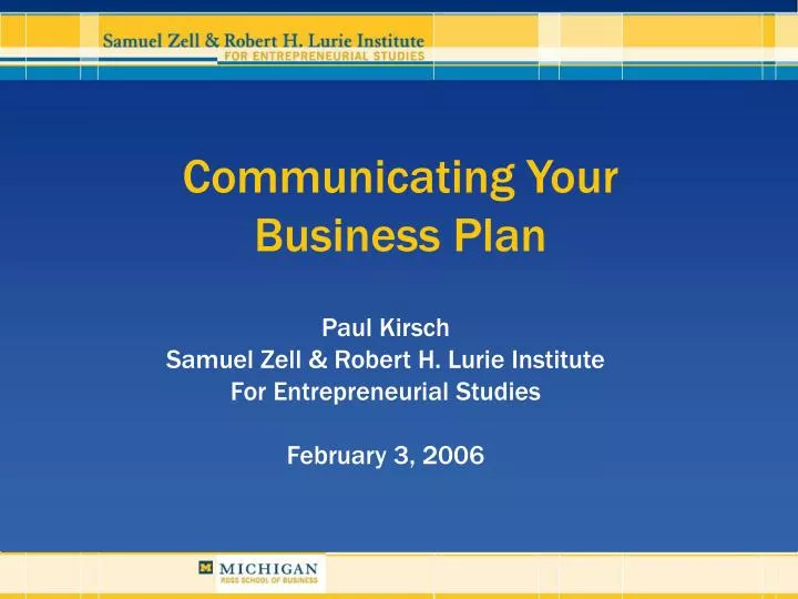 communicating your business plan