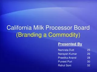 California Milk Processor Board (Branding a Commodity)