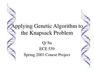 Applying Genetic Algorithm to the Knapsack Problem
