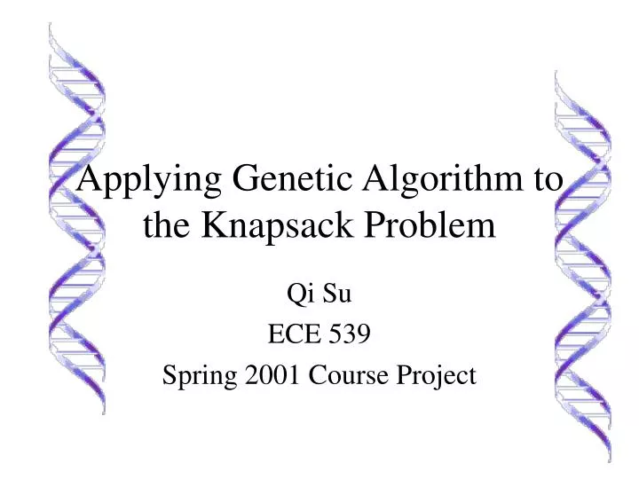 applying genetic algorithm to the knapsack problem