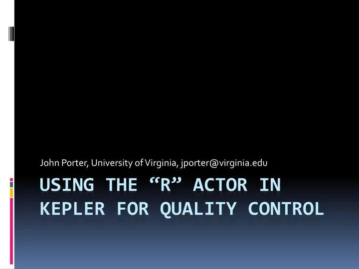 john porter university of virginia jporter@virginia edu