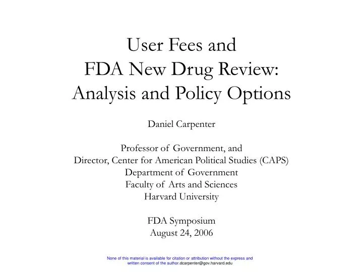 user fees and fda new drug review analysis and policy options