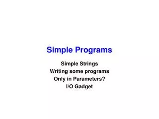 Simple Programs