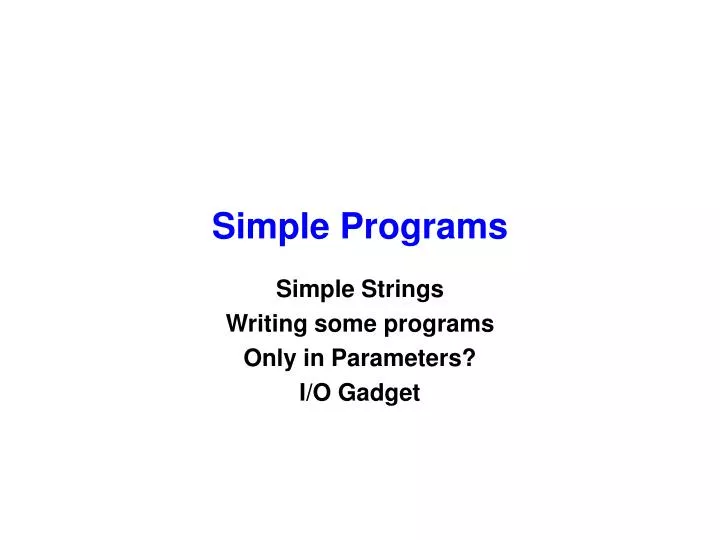 simple programs