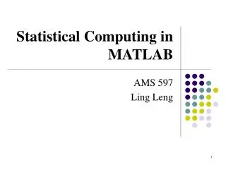 Statistical Computing in MATLAB