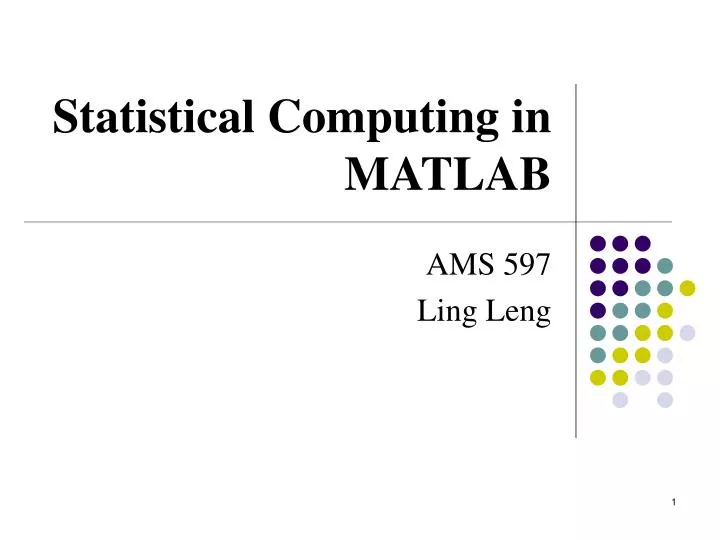 statistical computing in matlab