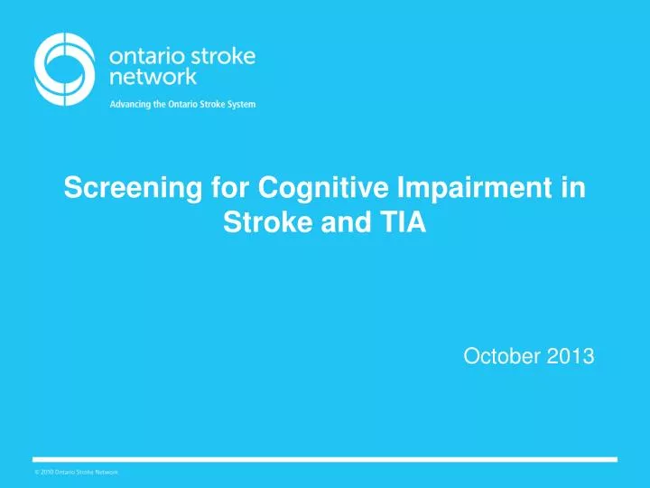 screening for cognitive impairment in stroke and tia