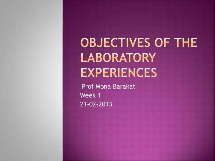 objectives of the laboratory experiences