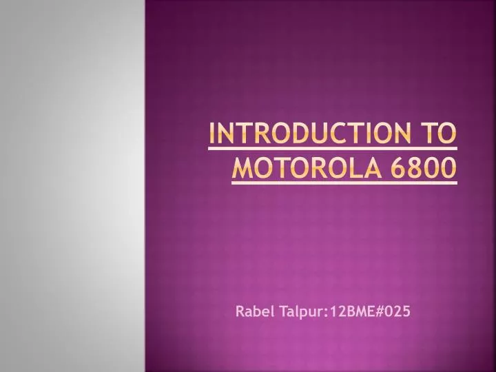 introduction to motorola 6800
