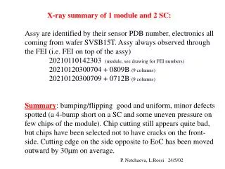 X-ray summary of 1 module and 2 SC: