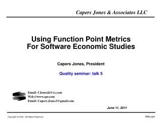 Using Function Point Metrics For Software Economic Studies