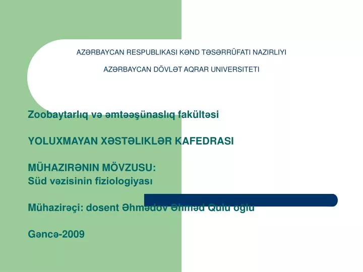 az rbaycan respublikasi k nd t s rr fati nazirliyi az rbaycan d vl t aqrar universiteti