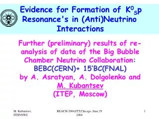 Evidence for Formation of K 0 S p Resonance's in (Anti)Neutrino
