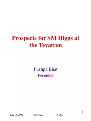 Prospects for SM Higgs at the Tevatron
