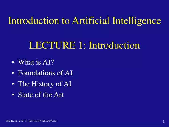 introduction to artificial intelligence lecture 1 introduction