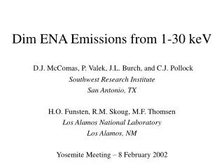 Dim ENA Emissions from 1-30 keV