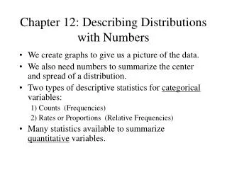 Chapter 12: Describing Distributions with Numbers