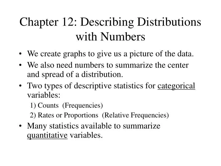chapter 12 describing distributions with numbers