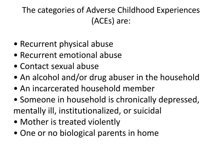 the categories of adverse childhood experiences aces are