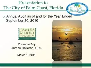 Presentation to The City of Palm Coast, Florida