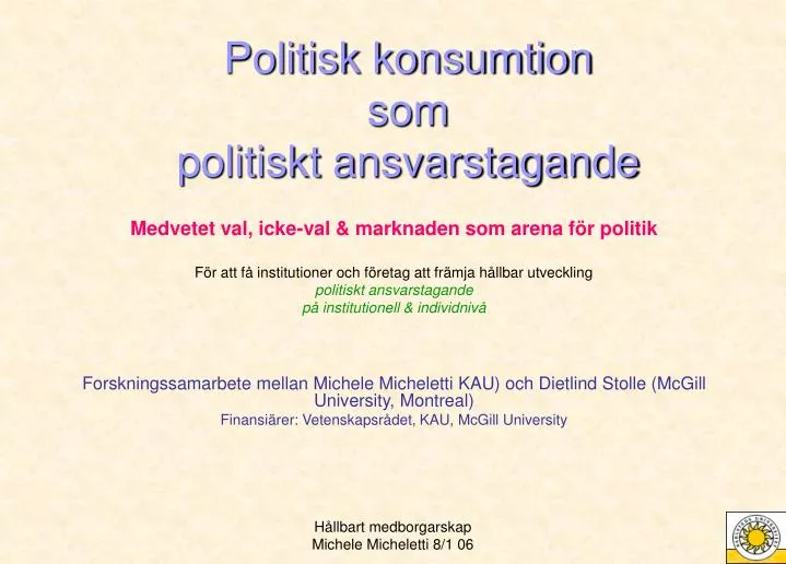 politisk konsumtion som politiskt ansvarstagande